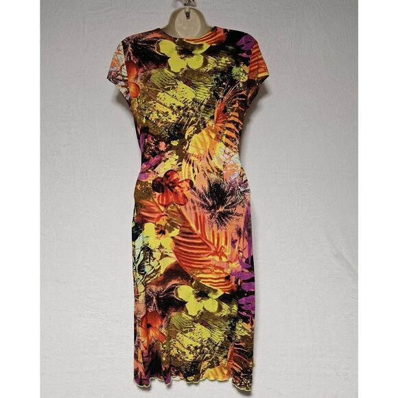 Joseph Ribkoff Women's SZ 8 Preppy Tropical Print Faux Wrap Dress Festive Colors - Picture 6 of 8